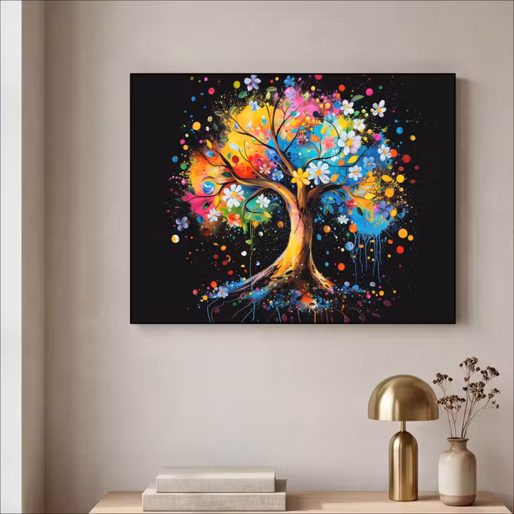 Art Frame - Boom - Kleurrijk - Bloemen - Zwart — 5