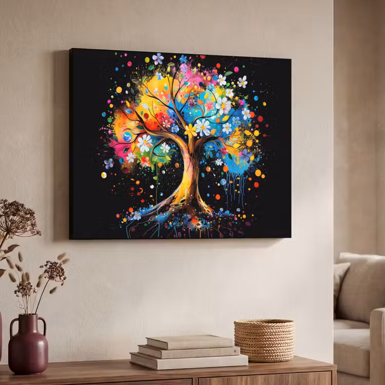 Art Frame - Boom - Kleurrijk - Bloemen - Zwart — 7