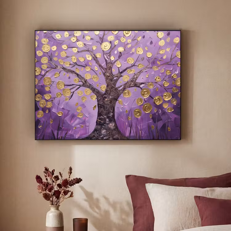 Art Frame - Levensboom - Boom - Paars - Goud - Modern — 3