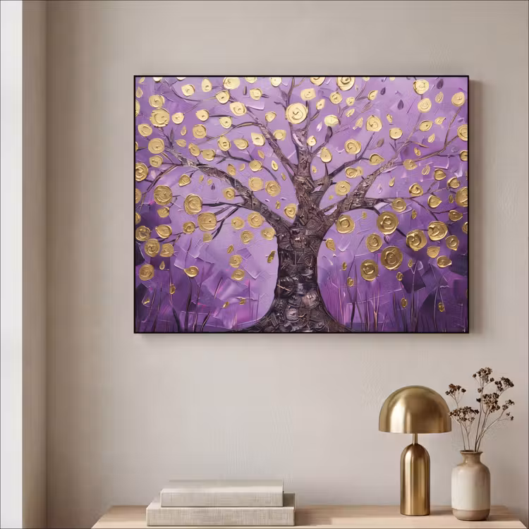 Art Frame - Levensboom - Boom - Paars - Goud - Modern — 5