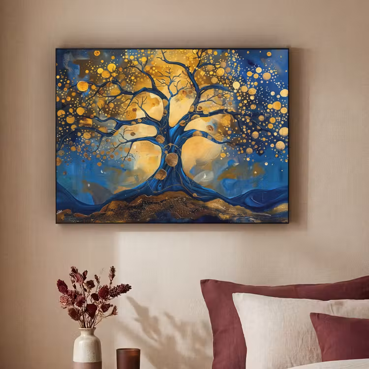 Art Frame - Boom - Levensboom - Blauw - Goud — 3