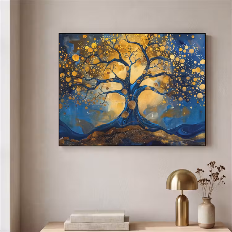 Art Frame - Boom - Levensboom - Blauw - Goud — 5