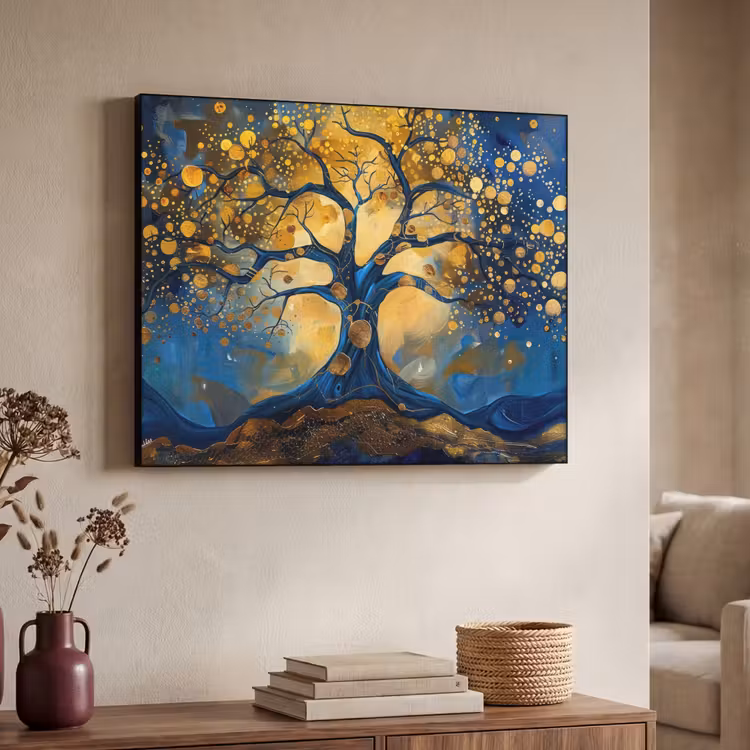 Art Frame - Boom - Levensboom - Blauw - Goud — 7