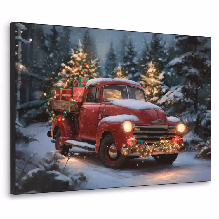 Art Frame - Kersttruck - Sneeuwbos - Rood — 1