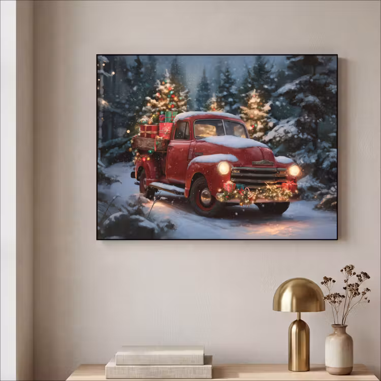 Art Frame - Kersttruck - Sneeuwbos - Rood — 5
