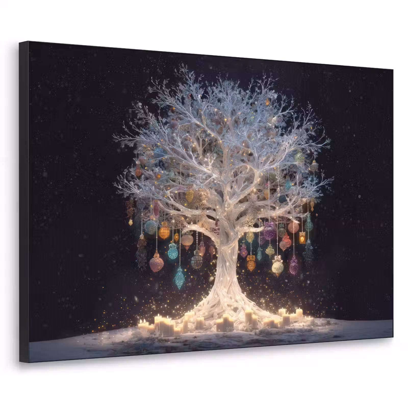 Art Frame - Sneeuwboom - Lichtjes - Wit - Kleurrijk — 1