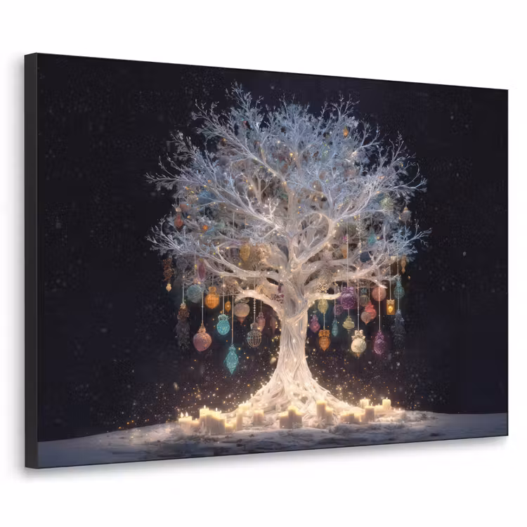 Art Frame - Sneeuwboom - Lichtjes - Wit - Kleurrijk — 1