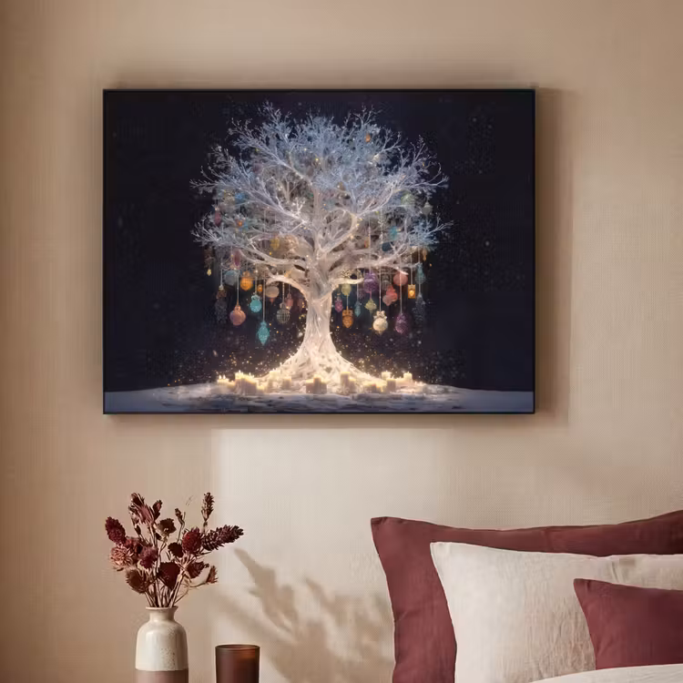 Art Frame - Sneeuwboom - Lichtjes - Wit - Kleurrijk — 3