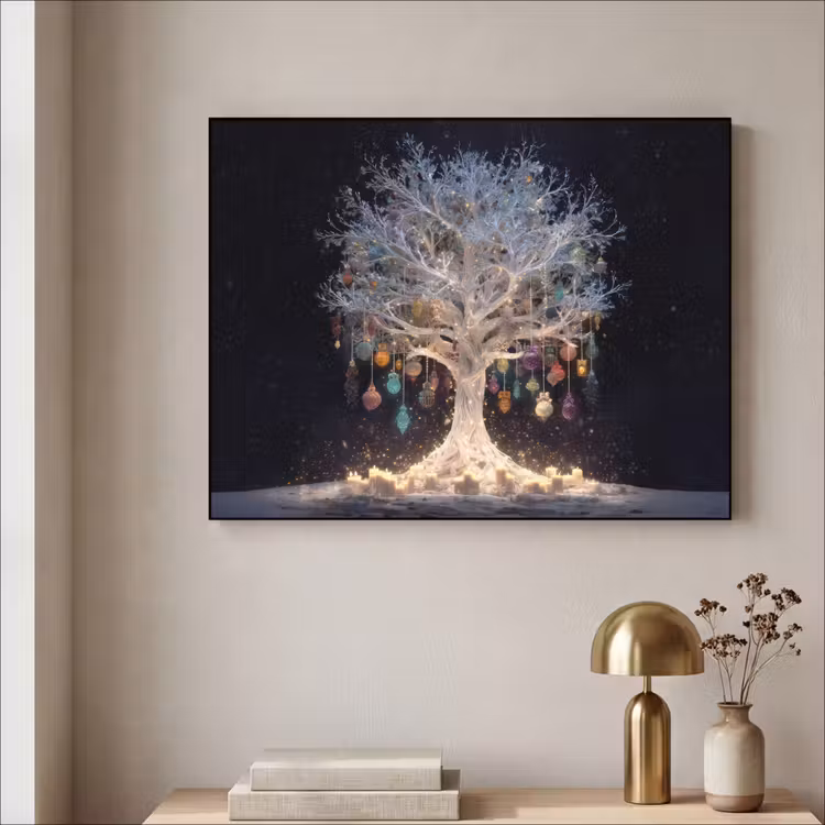Art Frame - Sneeuwboom - Lichtjes - Wit - Kleurrijk — 5