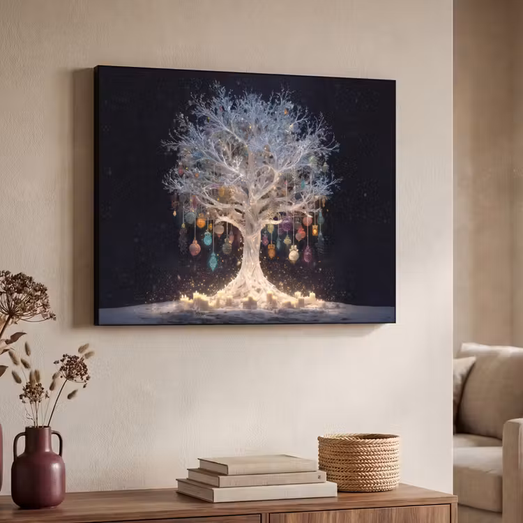 Art Frame - Sneeuwboom - Lichtjes - Wit - Kleurrijk — 7