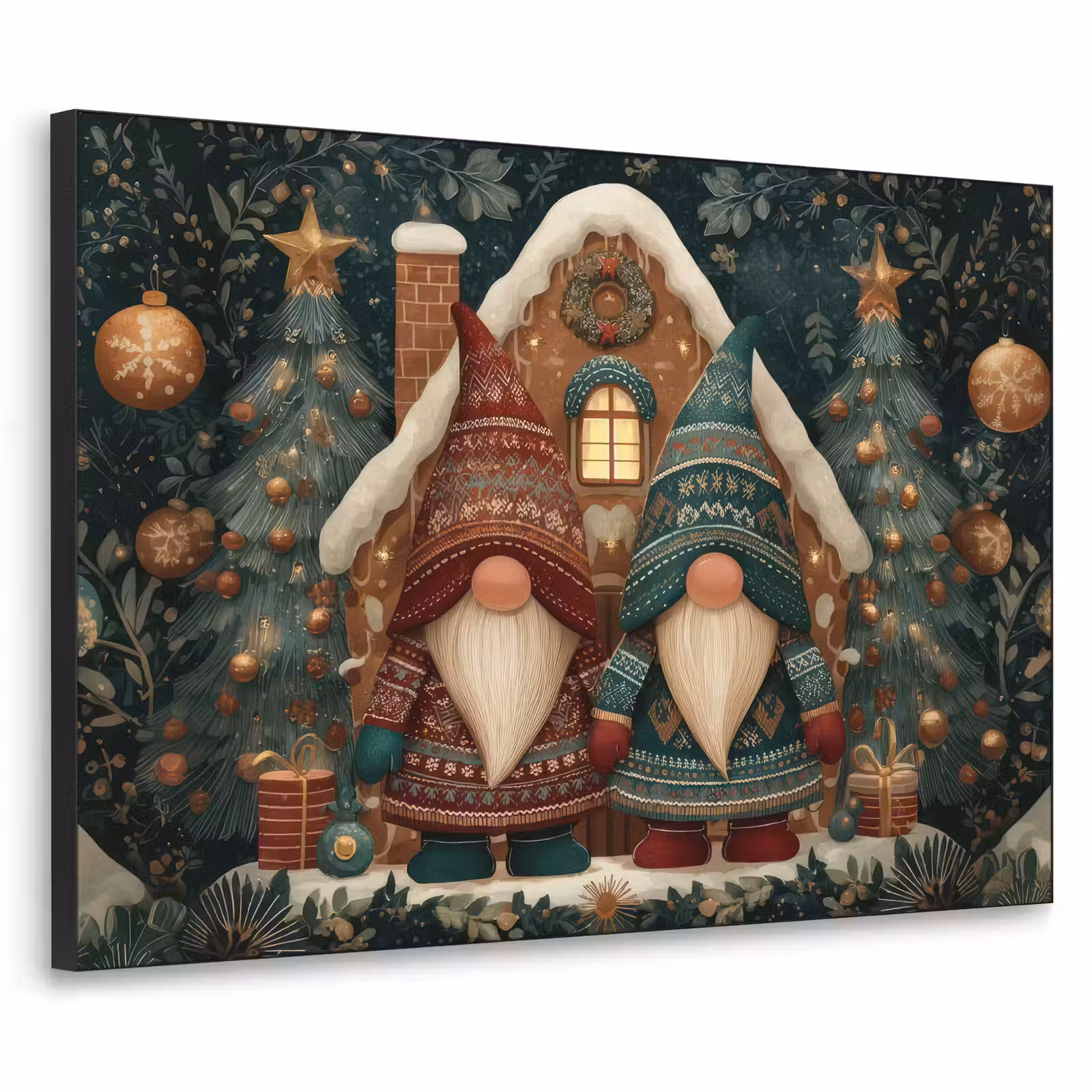 Art Frame - Kerst - Gnomen - Peperkoekhuisje - Rood - Groen — 1