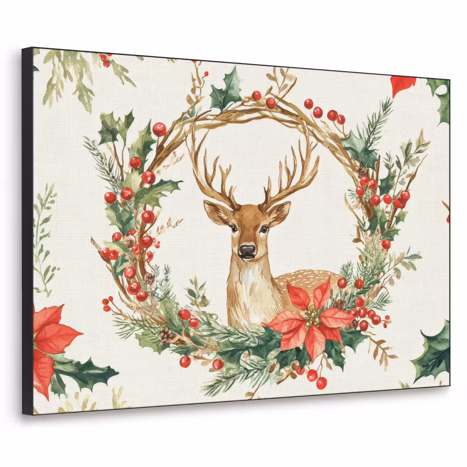 Art Frame - Kerstkrans - Hert - Hulst - Rood — 1