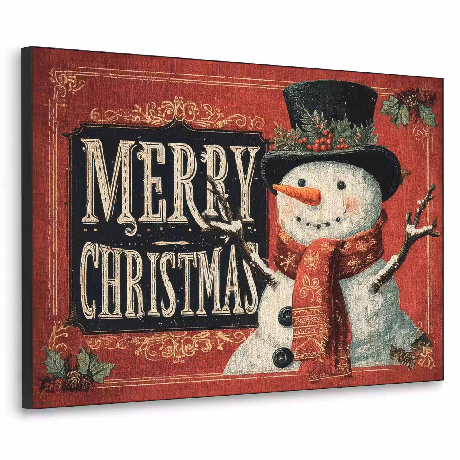 Art Frame - Klassiek - Kerstgroet - Sneeuwpop - Rood — 1