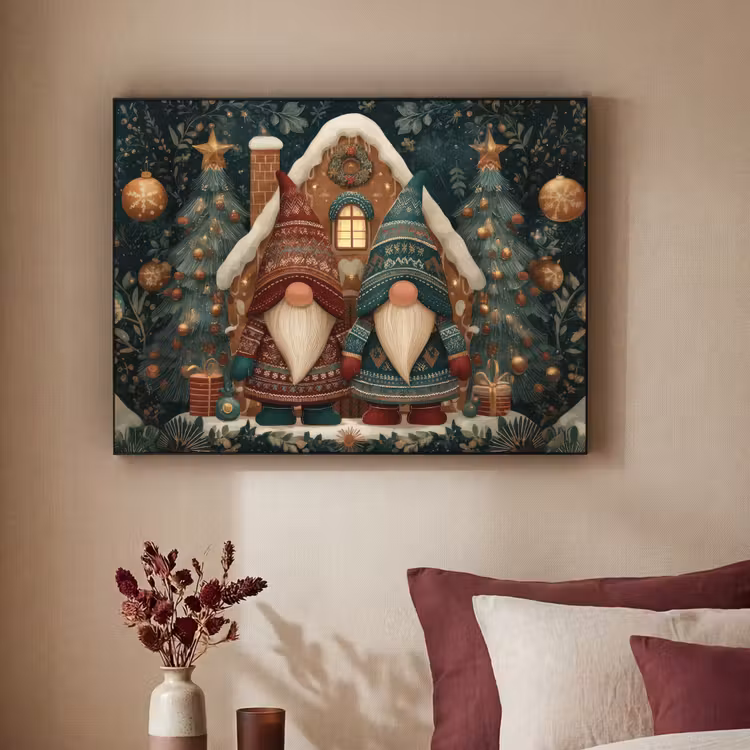 Art Frame - Kerst - Gnomen - Peperkoekhuisje - Rood - Groen — 3