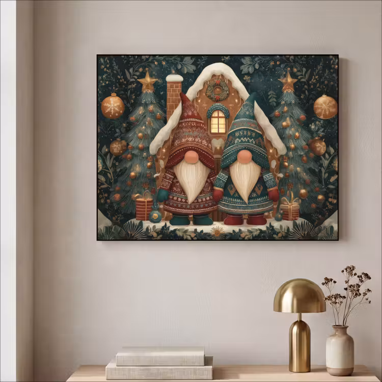 Art Frame - Kerst - Gnomen - Peperkoekhuisje - Rood - Groen — 5