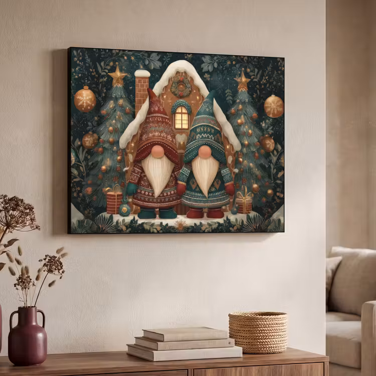 Art Frame - Kerst - Gnomen - Peperkoekhuisje - Rood - Groen — 7