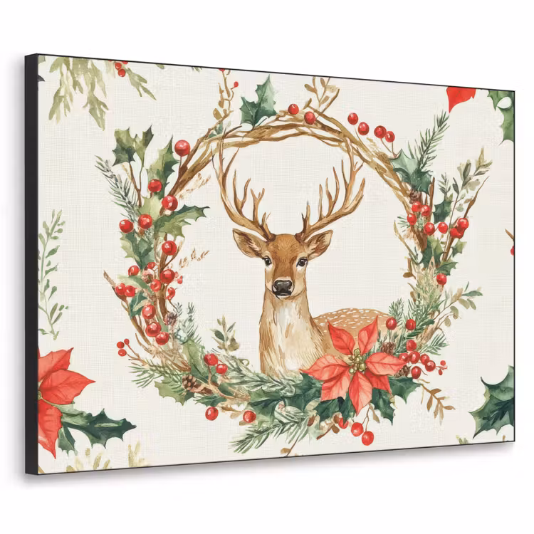 Art Frame - Kerstkrans - Hert - Hulst - Rood — 1