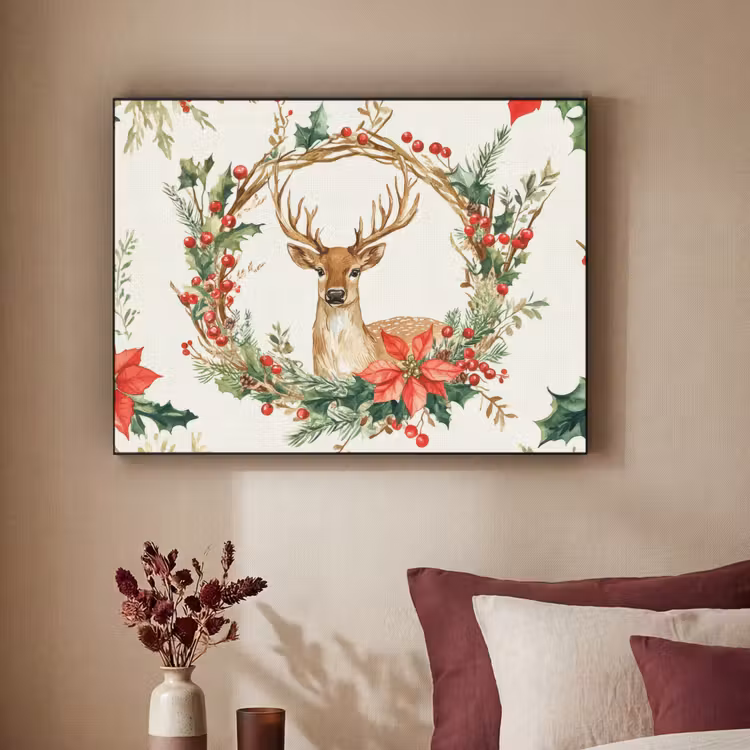 Art Frame - Kerstkrans - Hert - Hulst - Rood — 3