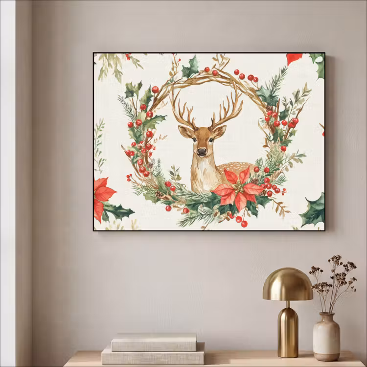 Art Frame - Kerstkrans - Hert - Hulst - Rood — 5