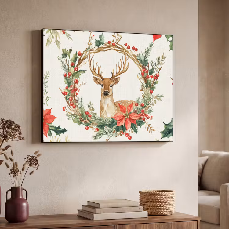 Art Frame - Kerstkrans - Hert - Hulst - Rood — 7