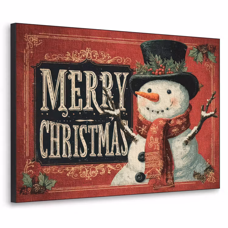 Art Frame - Klassiek - Kerstgroet - Sneeuwpop - Rood — 1