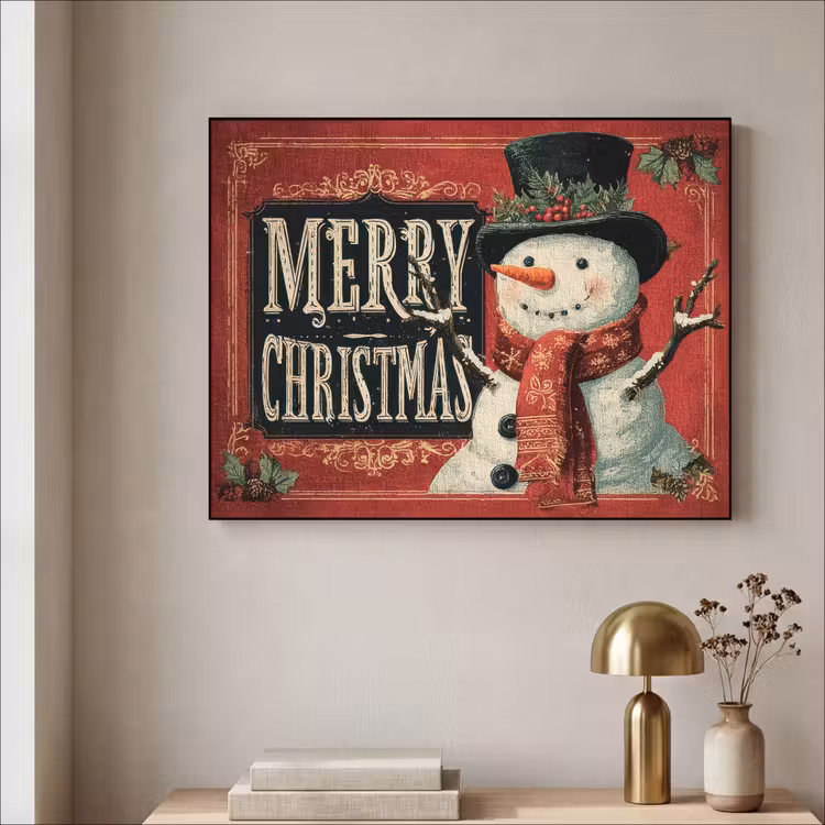 Art Frame - Klassiek - Kerstgroet - Sneeuwpop - Rood — 5