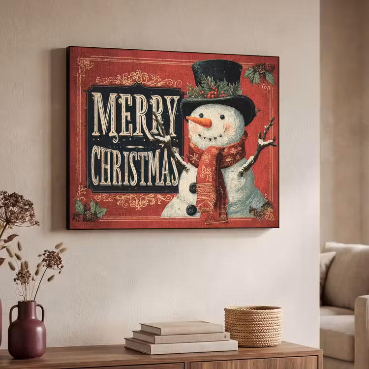 Art Frame - Klassiek - Kerstgroet - Sneeuwpop - Rood — 7