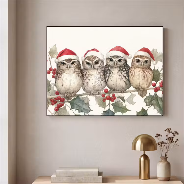 Art Frame - Uilen - Tak - Hulstblaadjes - Kerstmuts — 5