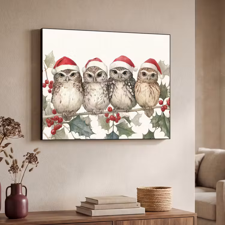 Art Frame - Uilen - Tak - Hulstblaadjes - Kerstmuts — 7