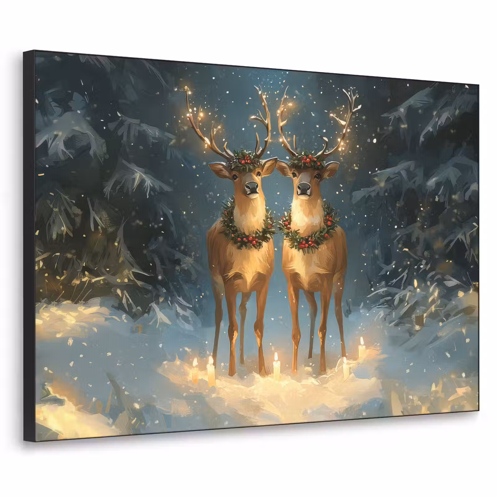 Art Frame - Dennensprookje - Rendier - Nacht — 1
