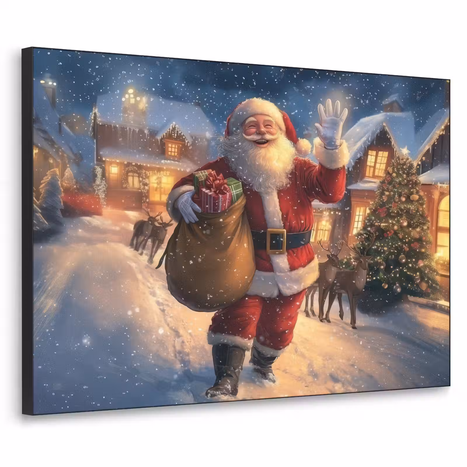 Art Frame - Kerstman - Dorp - Hert - Donker — 1
