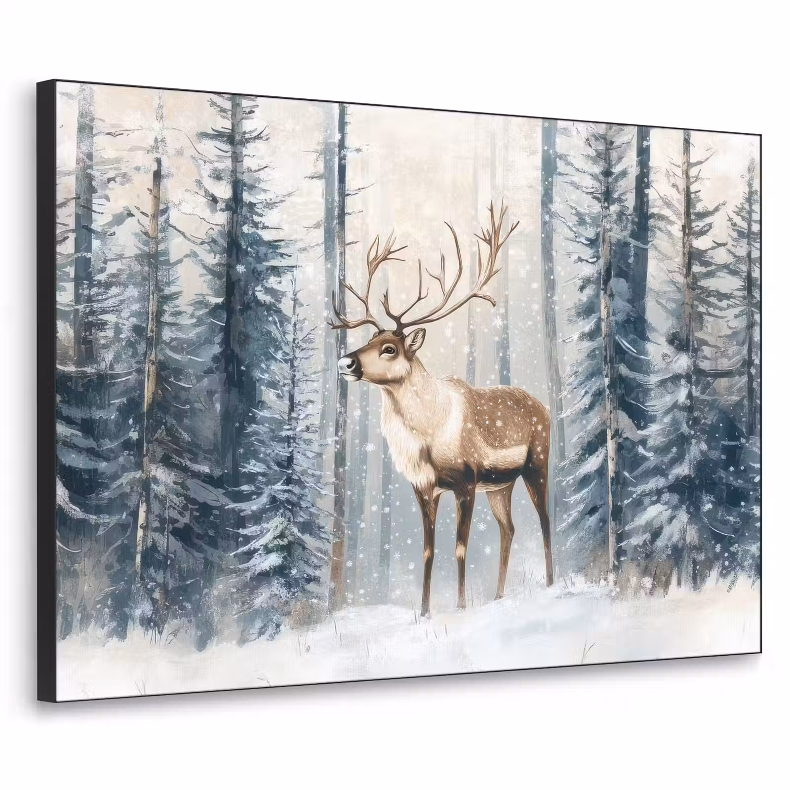 Art Frame - Rendier - Sneeuw - Woud - Wit — 1