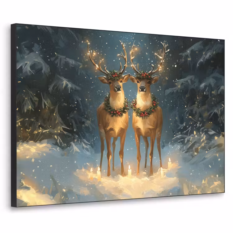Art Frame - Dennensprookje - Rendier - Nacht — 1