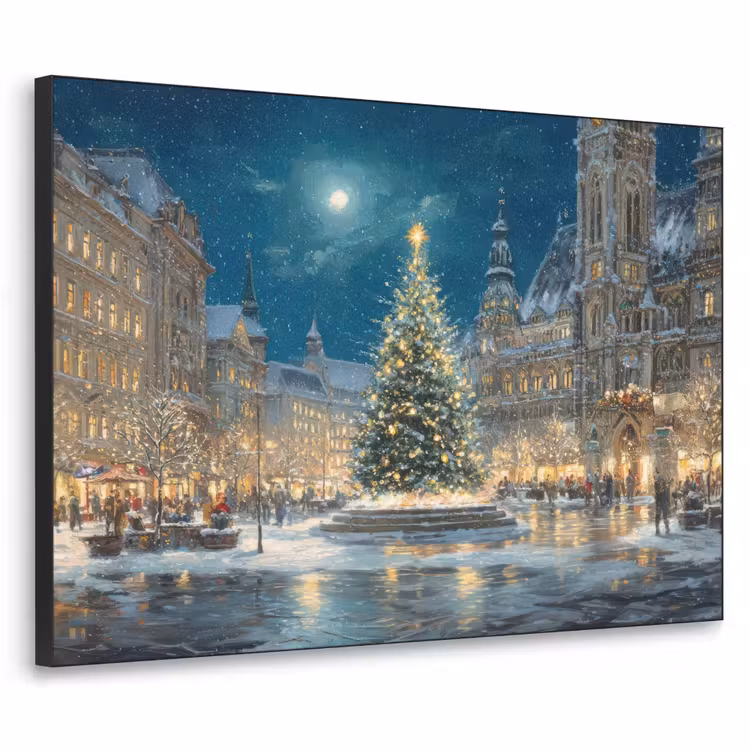 Art Frame - Kerstnacht - Stadsplein - Meerkleurig — 1