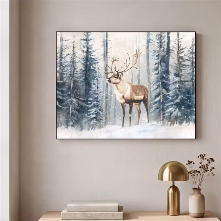 Art Frame - Rendier - Sneeuw - Woud - Wit — 5
