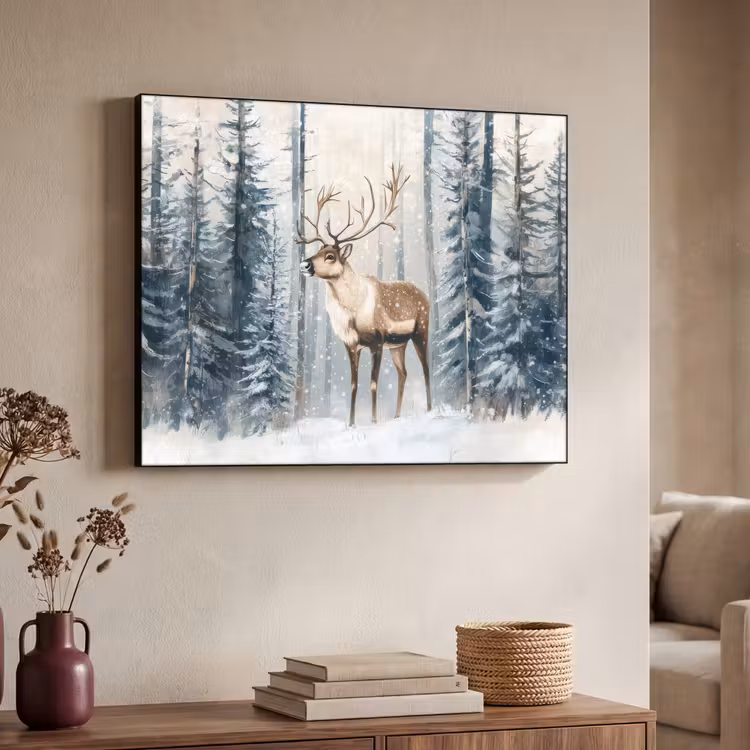 Art Frame - Rendier - Sneeuw - Woud - Wit — 7