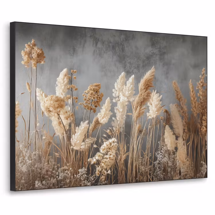 Art Frame - Gedroogde Veldbloemen - Grijs - Beton — 1