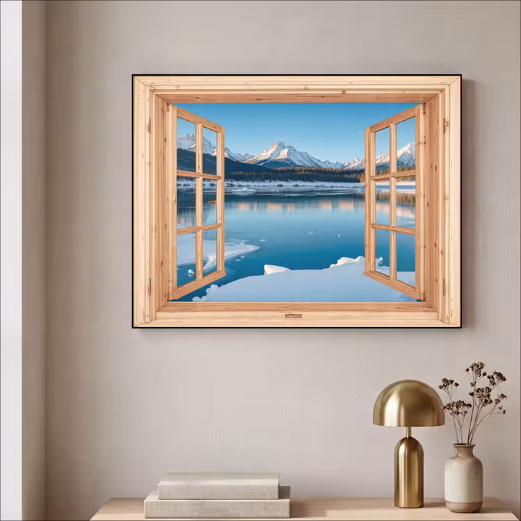 Art Frame - Doorkijk - Landschap - Winter - Meer - Bergen - Uitzicht — 5