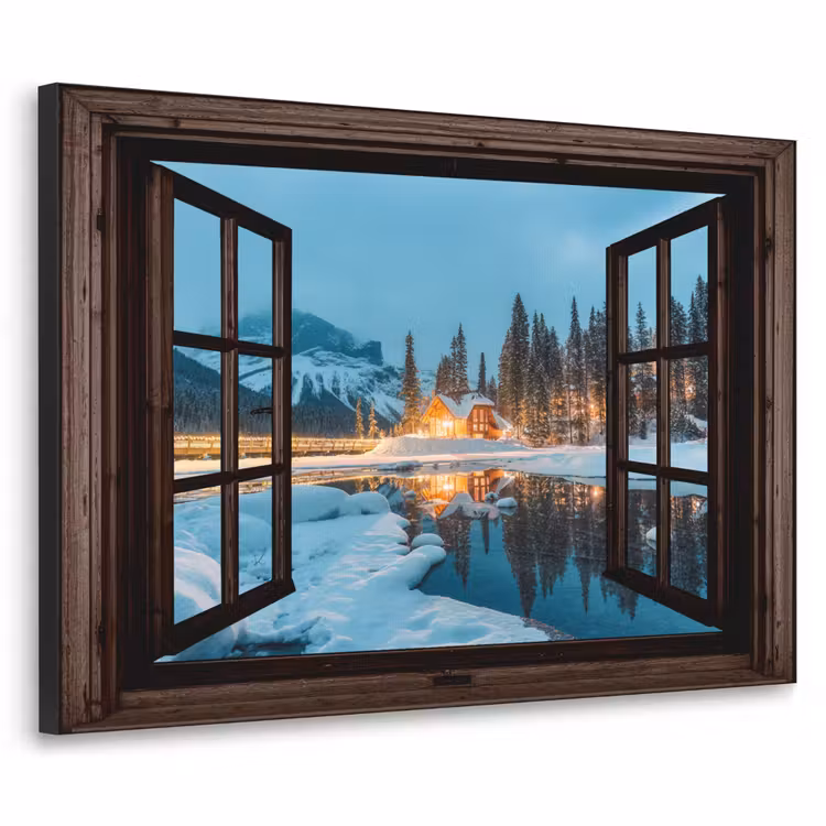 Art Frame - Doorkijk - Winter - Landschap - Natuur - Huis - Bergen — 1