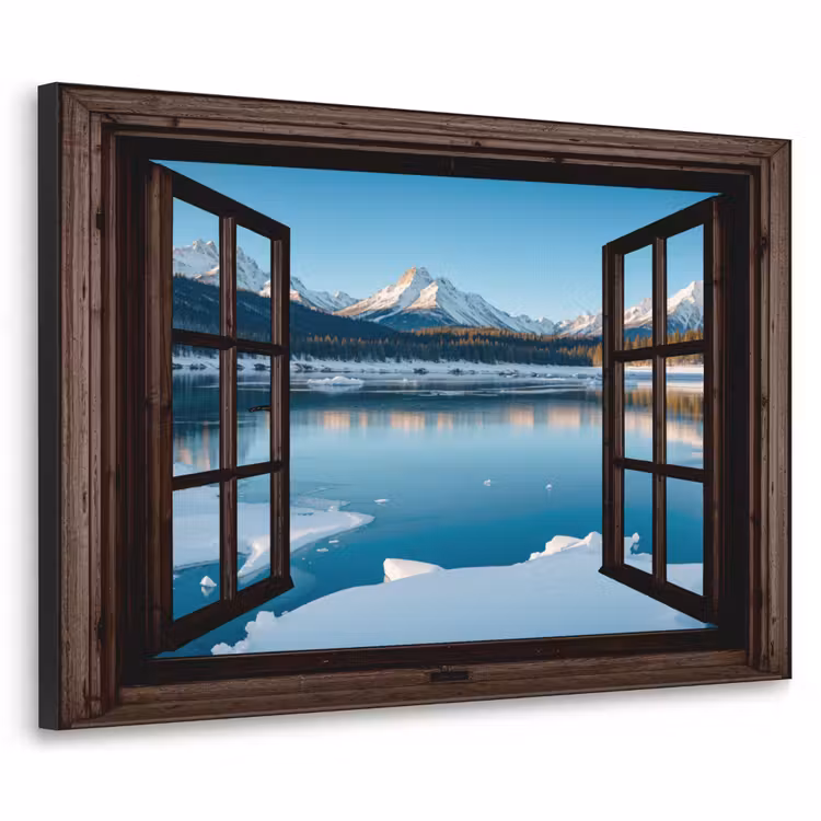 Art Frame - Doorkijk - Winterlandschap - Meer - Bergen - Uitzicht — 1
