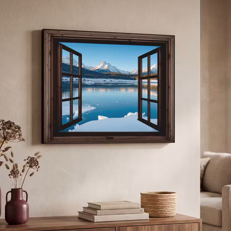 Art Frame - Doorkijk - Winterlandschap - Meer - Bergen - Uitzicht — 7