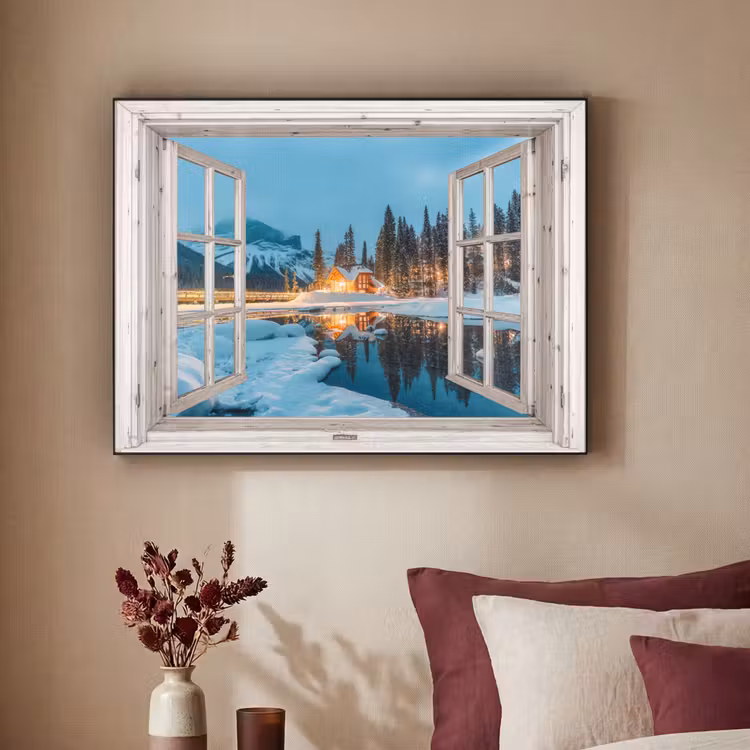Art Frame - Doorkijk - Winterlandschap - Natuur - Huis - Bergen — 3