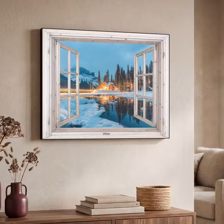 Art Frame - Doorkijk - Winterlandschap - Natuur - Huis - Bergen — 7