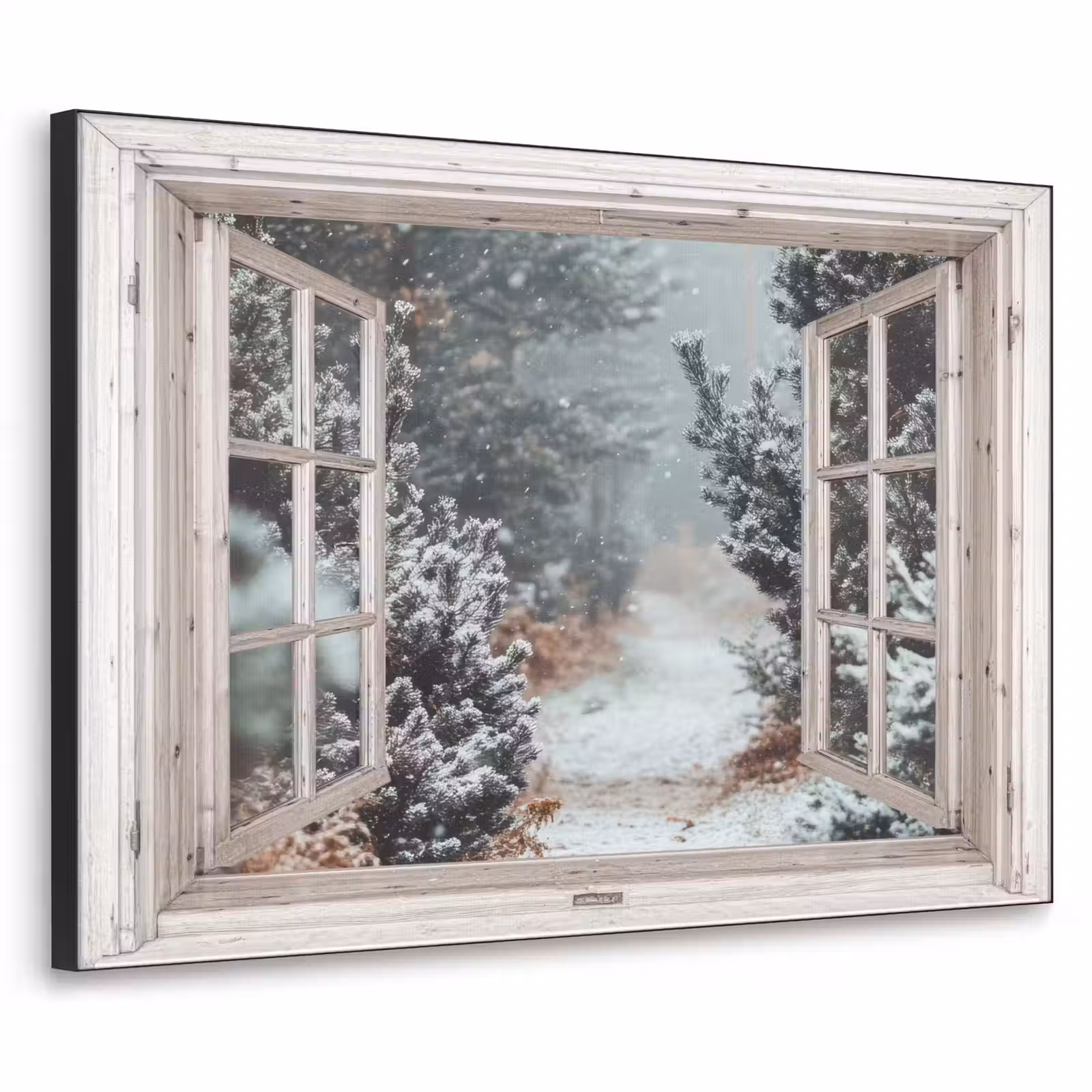 Art Frame - Bos - Winter - Bomen - Natuur - Pad - Doorkijk - Wit — 1