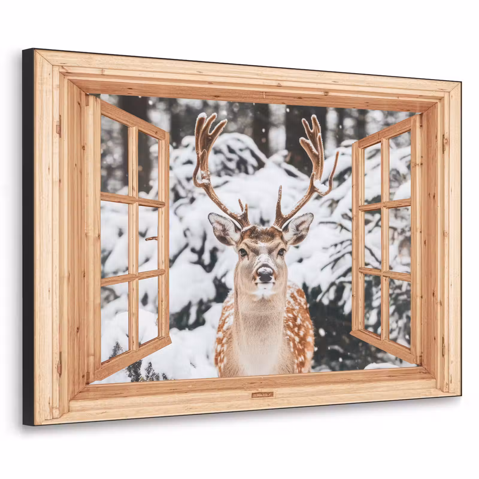 Art Frame - Doorkijk - Hert - Sneeuw - Winter - Bos - Dieren — 1