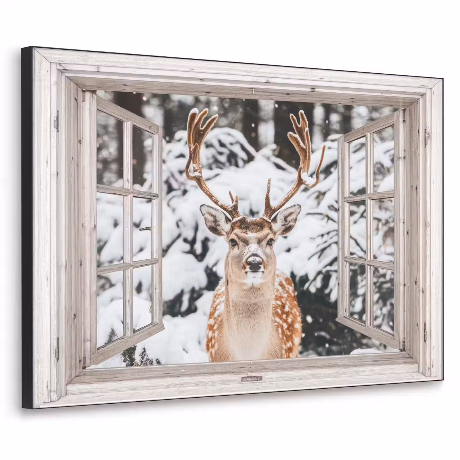 Art Frame - Doorkijk - Hert - Sneeuw - Winter - Bos - Dieren - Natuur — 1