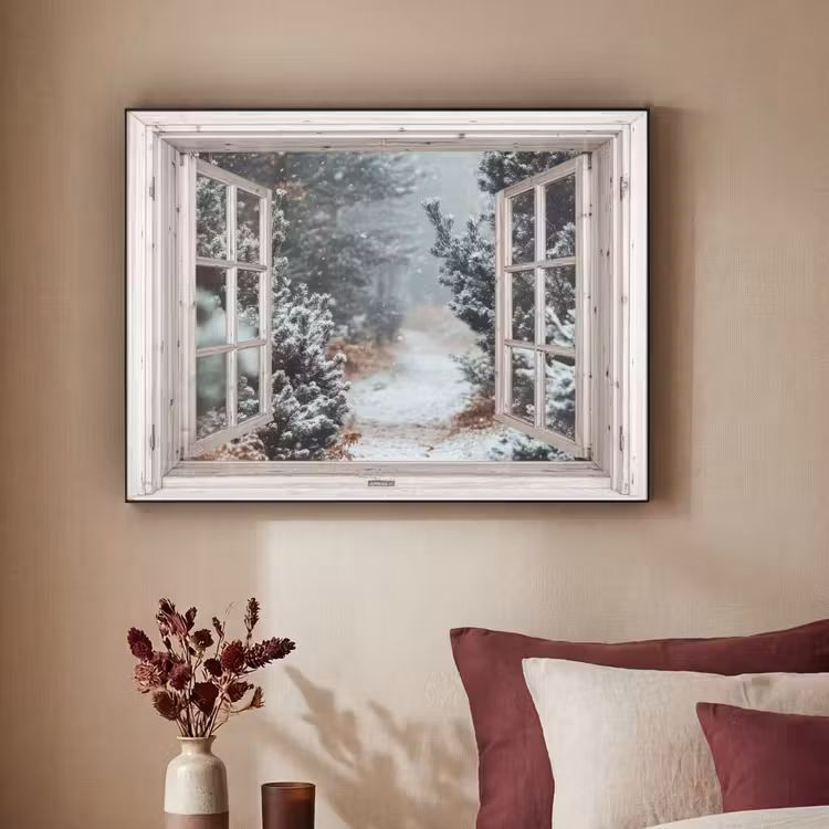 Art Frame - Bos - Winter - Bomen - Natuur - Pad - Doorkijk - Wit — 3
