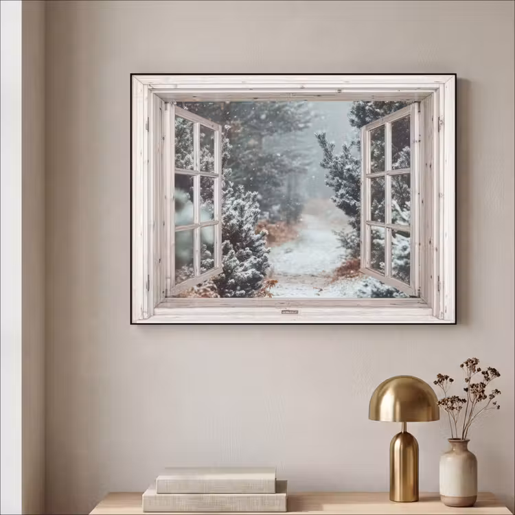Art Frame - Bos - Winter - Bomen - Natuur - Pad - Doorkijk - Wit — 5