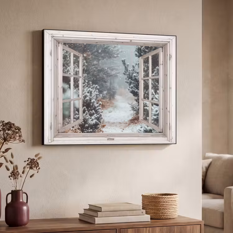 Art Frame - Bos - Winter - Bomen - Natuur - Pad - Doorkijk - Wit — 7
