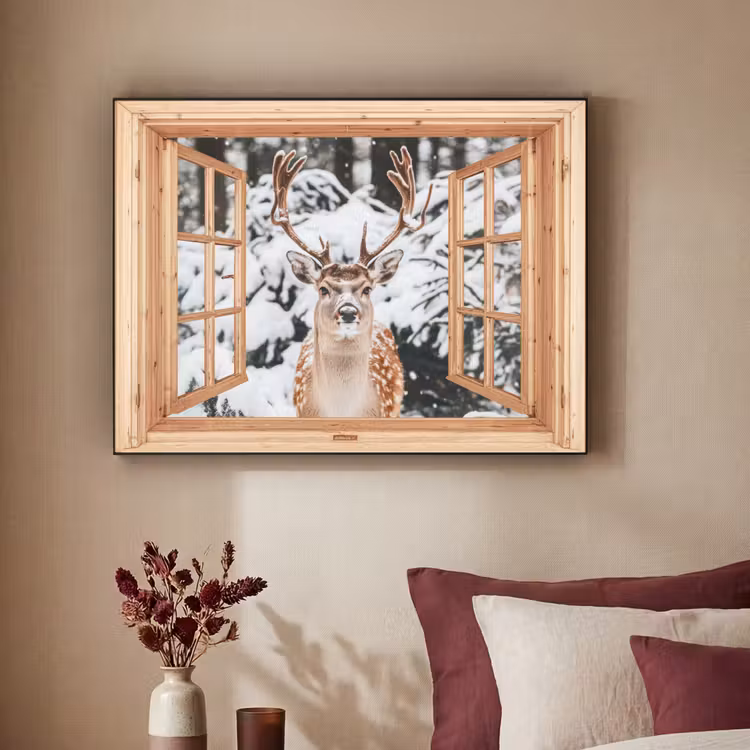Art Frame - Doorkijk - Hert - Sneeuw - Winter - Bos - Dieren — 3